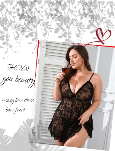 Avidlove Plus Size Women Sexy Lace Babydoll Chemise - image 3