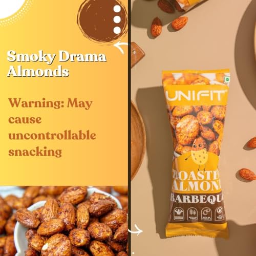 Image of Unifit Barbeque Almonds 40g | Roasted with Smoky Barbeque Almonds (BBQ) | High Protein Party Snacks, Healthy Crunchy Snack, Dry Roasted, Healthy Anytime Snacks