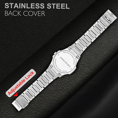 Image of AMERICANVIBER Glossy Stainless Steel Analogue Watch for Men | Black Dial, Date Function & Adjustable Lock | Premium Watches Under 499