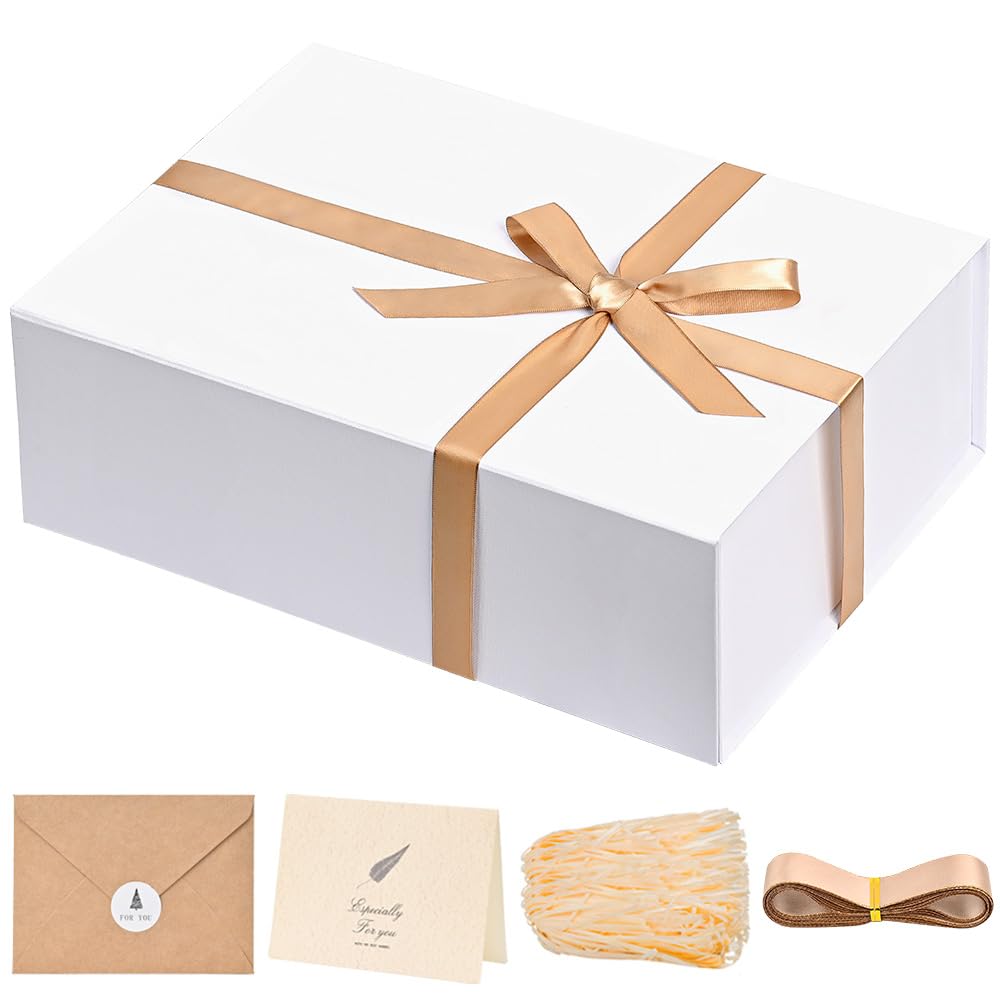 LIFELUM White Gift Box 13.85 x 8.35 x 4.45 inch Gifts Box - gift wrapping supplies | Mubboo