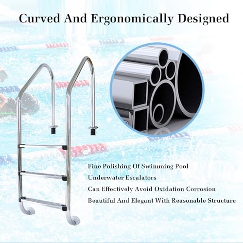 Escalera para piscina 3 peldaños de acero inoxidable miniatura 4