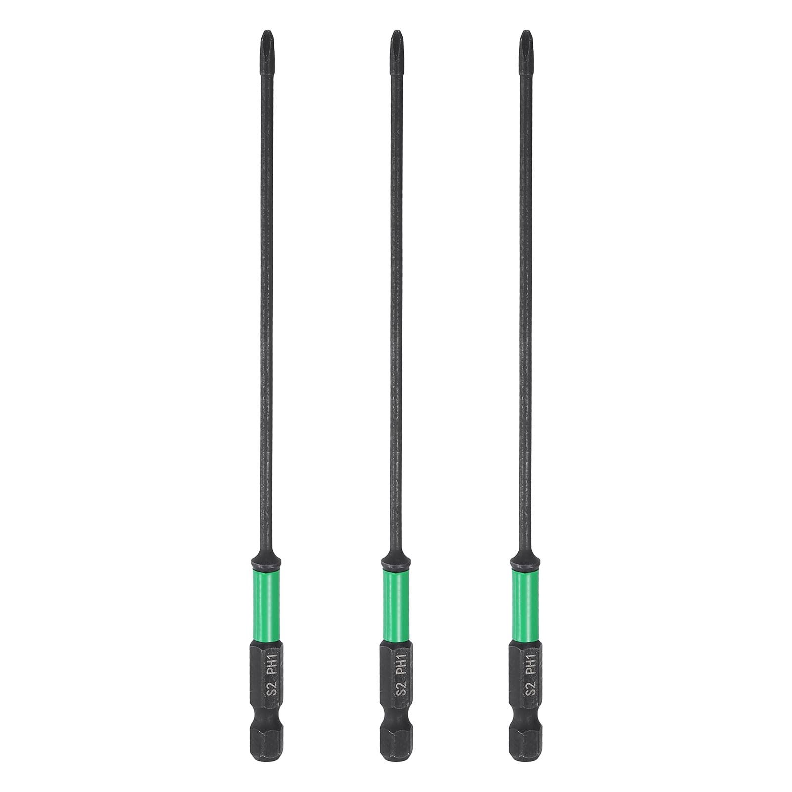 sourcing map 3pcs #1 Impact Phillips Screwdriver Bit PH1 1/4" Hex Shank 6" (150mm) Long 0.1" Rod Magnetic Cross Head Drill Bits S2 Steel Industrial Screw Driver for Impact Power Drivers โ image 1