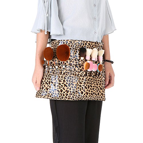 Anself PVC Professional Cosmetic Makeup Brush Apron Bag Artist Belt Strap Holder (Brown)