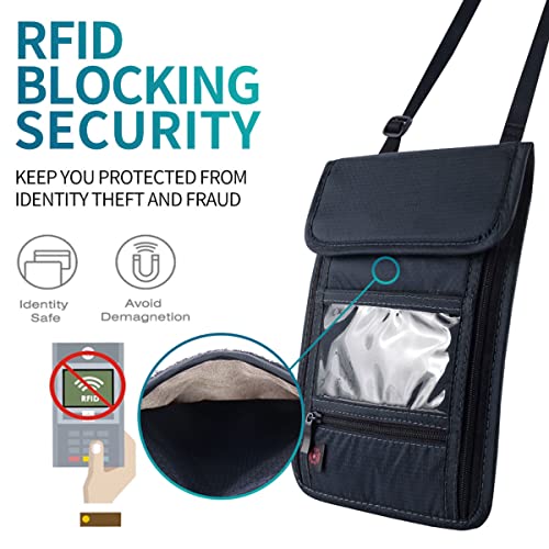 Rfid Blocking Passport Holder Wallet With Neck Stash Pouch For Traveling Security Credit Id Card #TOP2