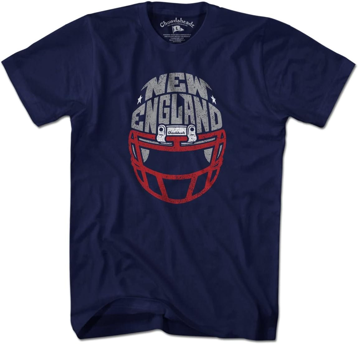 Chowdaheadz New England Football Helmet T-Shirt - Unisex Vintage Tee Soft Cotton Blend