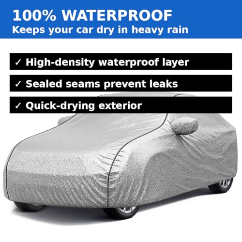 Image of Boo-Bee Smart 100% Waterproof Car Body Cover for Vento Cover (All Models) with Mirror Pockets | Triple Stitched, Elastic, Custom Fit, Heat Resistant, Anti-Dust, All-Weather Cover - Silver Series