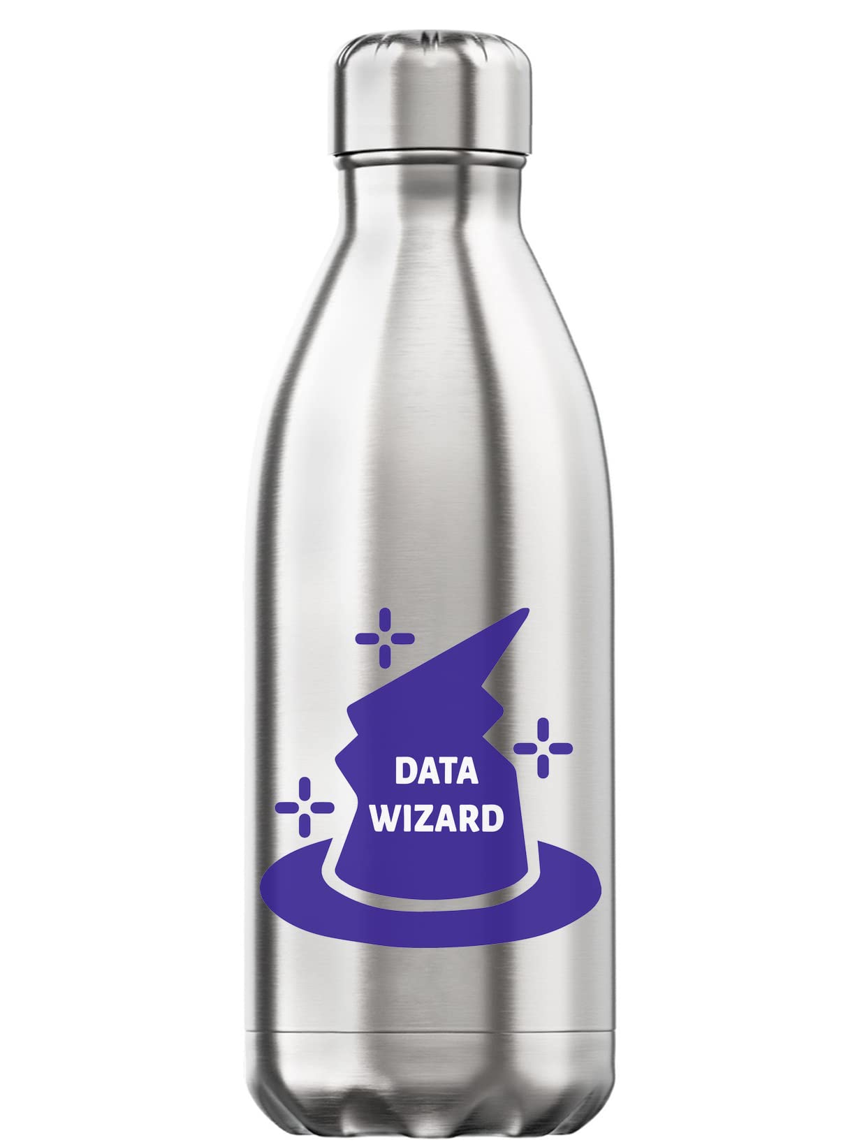 Botella térmica de acero inoxidable de 350ml libre de BPA con diseño Data Wizard Hat color plata