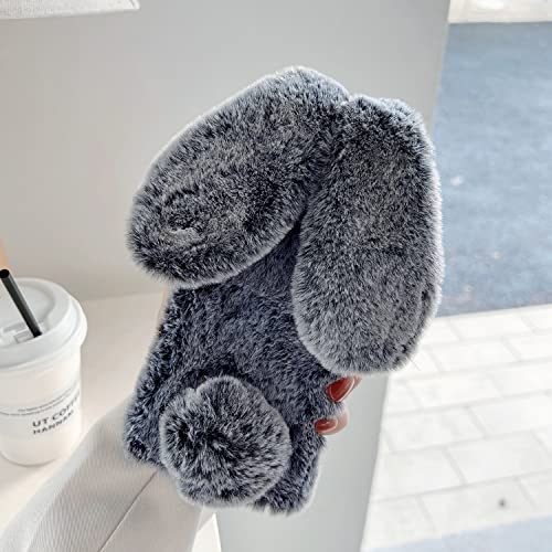 Coque Samsung S26 lapin en peluche gris fonce de qualite superieure