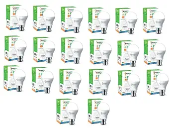 gramlite Base B22D 9 Watt Super Bright LED Bulb Non-Dimmable Cool Day Light For Home/Office (Pack of 20,Cool White)