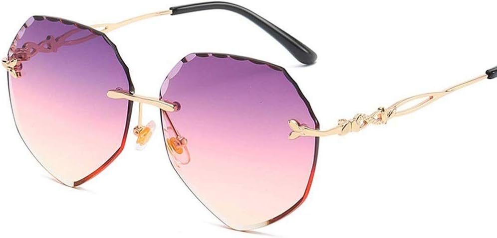 Rimless Frame, Polarized Lenses，Classic Metal Oversized for Women Driving Travel Outdoors
