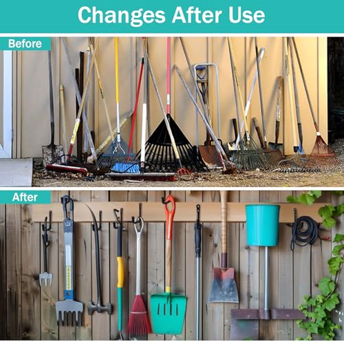 Mexgcom Garagen Wandhaken, 6 Stück Utility Haken zum Aufhängen von strapazierfähigen Gegenständen, Garage Haken für Gartengeräte, Sportgeräten, Schlauch, Schwarz, 11,5 cm x 9 cm