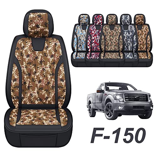 Gxt Car Seat Cover Full Set With Waterproof Leather, Automotive Seat Cushion For Pickup Truck Fit For Select 2009-2022 Ford F-150 Models And 2017-2022 F250 F350 F450 Models (Desert Camouflage) #TOP1