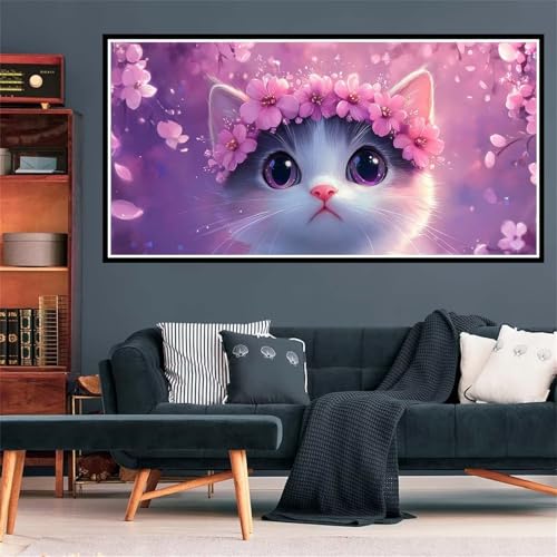 5D Diamond Painting Gatto Diamond Painting Kit Completo Carino Diamond Painting Grandi Dimensioni 80x160cm, Full Diamantini Crystal Art Bambini Painting Kit for Home Wall Decor, Regalo Donna Z-1497