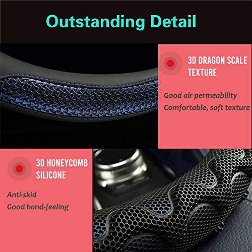 Pinctrot Small Size Steering Wheel Cover Great Grip With 3D Honeycomb Anti-Slip Design, 14 Inch (Blue) #TOP2