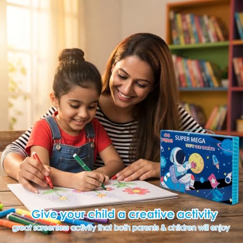 Image of KARP Children Deluxe Art Drawing Set for Kids| Drawing & Coloring Set with Crayons, Oil Pastels, Colour Pencils, Watercolors, Sketch Pens, Brushes & Carry Case (68 Pcs Astronaut Print Art Set)