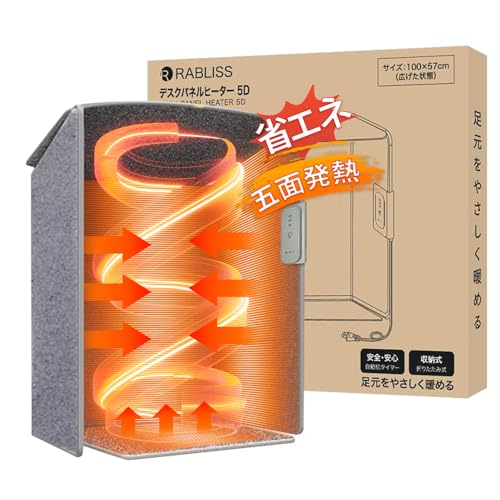 【2025最新・速熱 】パネルヒーター 5面 遠赤外線 足元ヒーター デスクヒーター 足元暖房 電気ヒーター 足元 あったかグッズ オフィス ヒーター小型 セラミックヒーター 暖房器具 足元ヒーターデスク下 こたつ