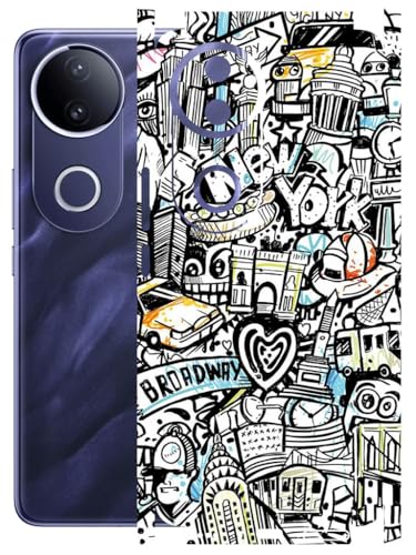 Image of AtOdds - Full Body Back Screen Guard Protector Film - Lamination Wrap Skin Sticker Compatible with VIVO T4R (5G) | Scratchproof Matte Finish (Graffiti 26)