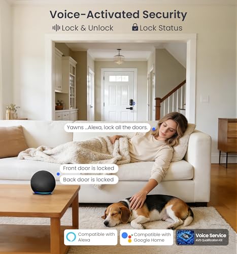 Image of Veise VE012W-L WiFi Fingerprint Deadbolt Lock with Handle Set, Matte Black