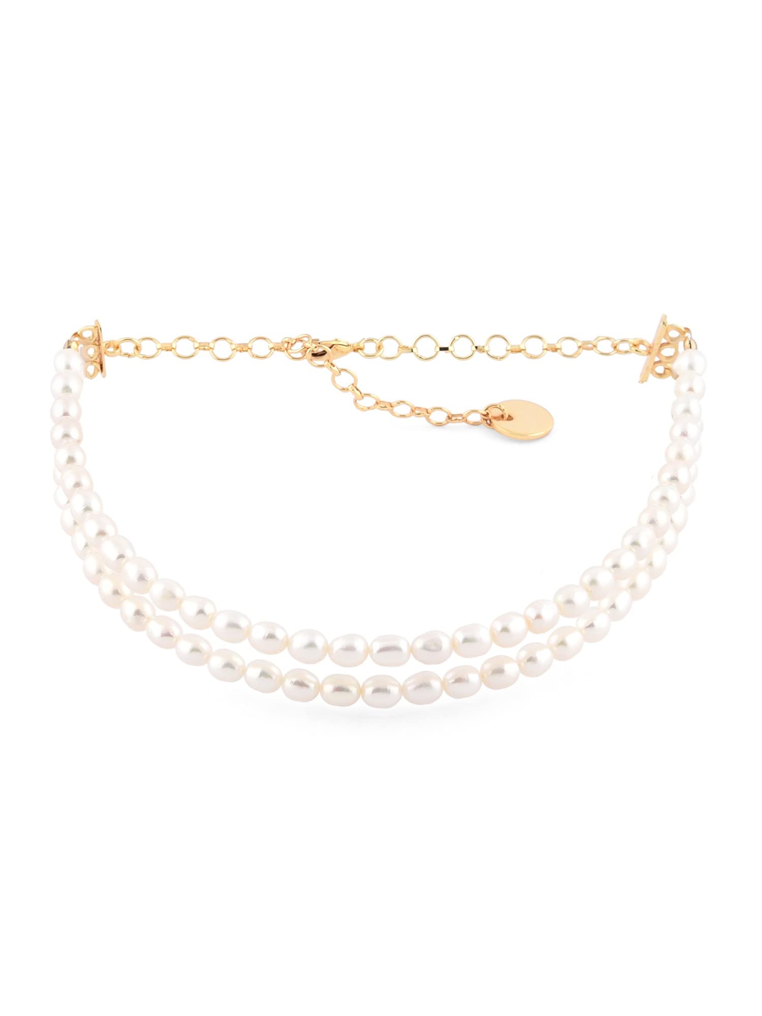 ZAVERI PEARLSWhite Freshwater Rice Pearls AAA+ Quality 2 Strand Choker Necklace For Women-ZPFK11506