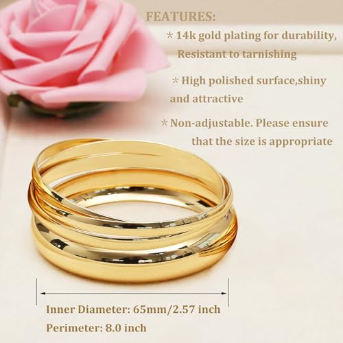 Bangle Bracelets for Women,14k Gold Bracelet Stack Dainty Layered Gold Bangles Bracelets,Timeless Chunky Gold Bracelet Indian Jewelry Sets for Women2