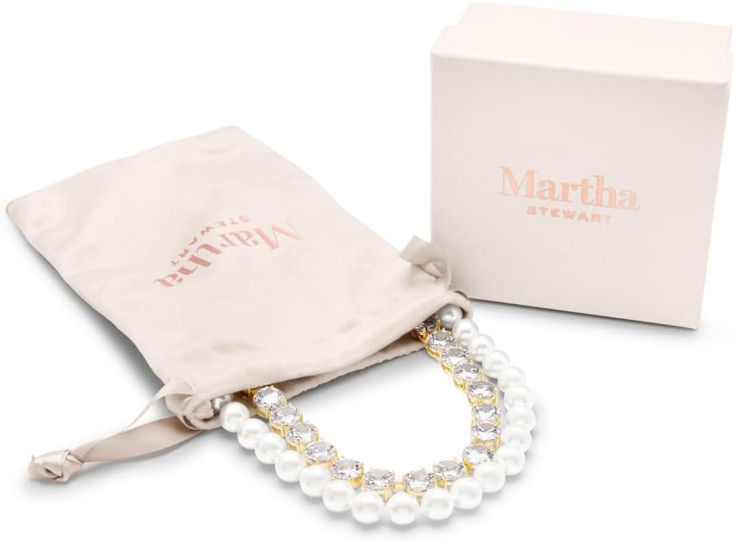 Martha Stewart Pearl and Crystal Necklace In Gold, 24 Inches For Women