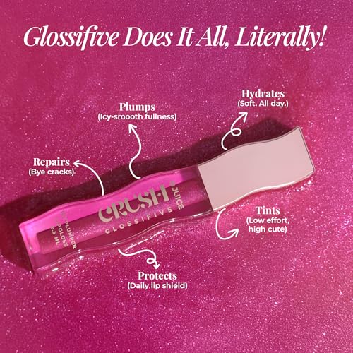 Image of Juice Crush Glossifive Tinted Lip Gloss With High Shine Glossy Finish For Fuller And Plump Lips | Long-Lasting | Hydration | Light-Weight Formula | Moisturising & Non-Sticky | Pack of 4 (Sugar Coat-M01, Pixie dust - M02, Soft Tease - M03, Scandal - M04)