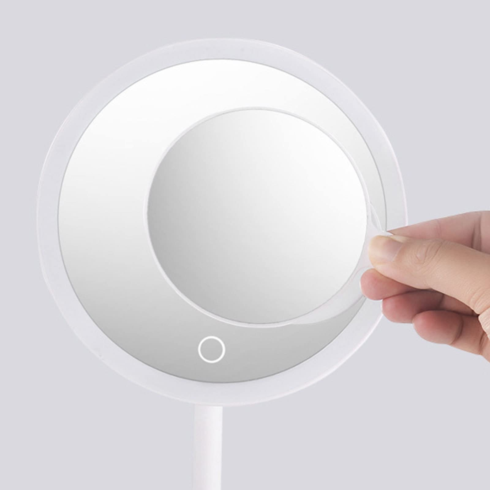 Specchio cosmetico a LED con 3 impostazioni di Luce e Specchio ingranditore 5X - Specchio cosmetico Portatile da Tavolo - Specchio cosmetico da appoggio Regola