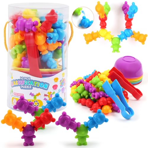 Image of UNIQUE KIDS Counting Matching Game with Sorting Cups, Color Classification and Sensory Training Educational Learning Toys Set Gift for Toddlers Preschool Ages 3 Years and up