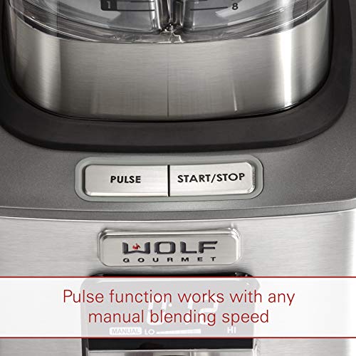 Wolf Gourmet High-Performance Blender, 64 Oz Jar, 4 Program Settings, 12.5 Amps, Blends Food, Shakes And Smoothies, Silver Knob With Black Knob Accessory, Stainless Steel (Wgbl120Sr) #TOP6
