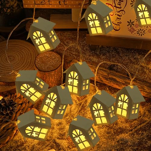 Weihnachtsdeko Innen Lichterketten mit 10 Kleine Holzhäuser Feen...