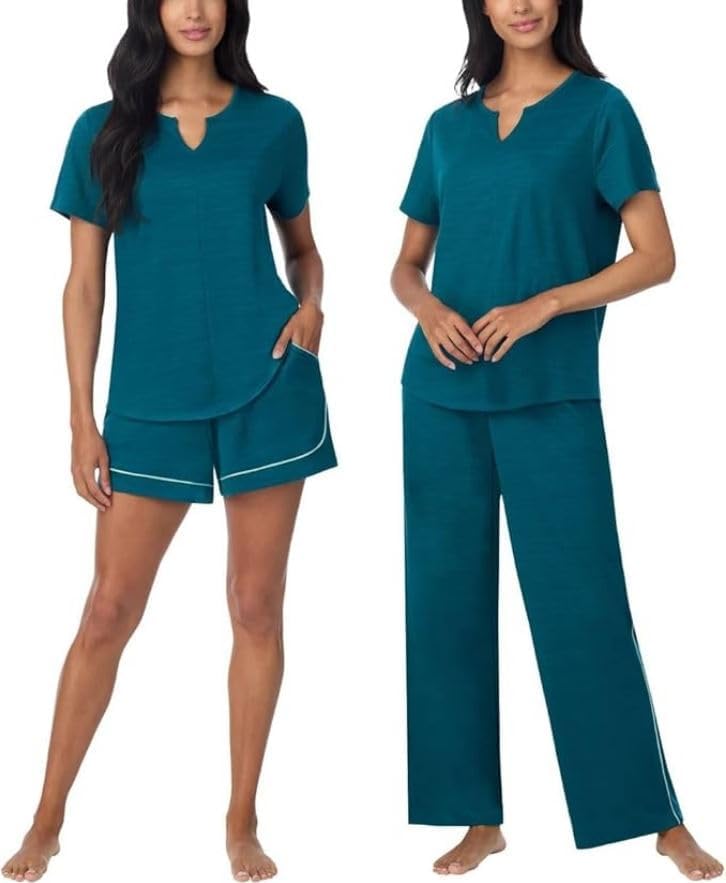 Carole Hochman Midnight Women’s 3-piece Elastic Waistband PJ Set with Pockets