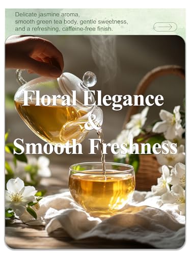 Image of LOOMICA Decaf Jasmine Green Tea, Decaffeinated, Smooth & Refreshing Jasmine Green Tea Bags, Naturally Fragrant with Fresh Blossoms, Perfect for Relaxation & Daily Enjoyment, 20 Counts