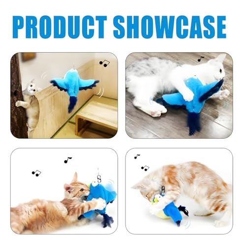 Image of Yewmow Interactive Chirping Bird Cat Toy,2026 Upgrade Flapping Bird Cat Toys,Simulated Chirping Bird Cat Toys,Cat Stimulation Toys for Indoor Cats (Gray Bird 1pcs)