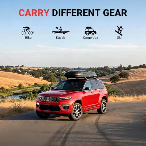 Image of 330 LBS Roof Rack Cross Bars Fit for Jeep Grand Cherokee 2022-2026 /Grand Cherokee L 2021-2026, Heavy-Duty Aluminum Crossbars, Cargo Bars for Bike, Snowboard, Skiboard, Luggage, Cargo Carrier