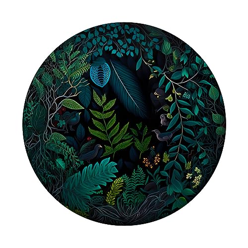 Floral Boho Foliage Flower Plant Nature Vegetation Flowery PopSockets Swappable PopGrip, Black - Image 3