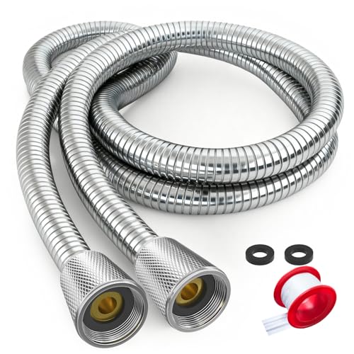 FEELSO 71 Inches Stainless Steel Shower Hose, Extra Long Replacement Hose for Handheld Shower Head with Brass Insert and Nut, Flexible and Durable Shower Hose Extension for RV and Bathroom by FEELSO - Used condition - US$8.99