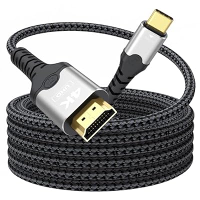 USB C to HDMI Cable 15 ft Long, 4K@30Hz 1080P@120Hz One-Direction Type C to HDMI Cord for Laptop, MacBook Pro/Air, iPhone 16/15, Android Phone, iPad, Monitor, TV, Projector and More