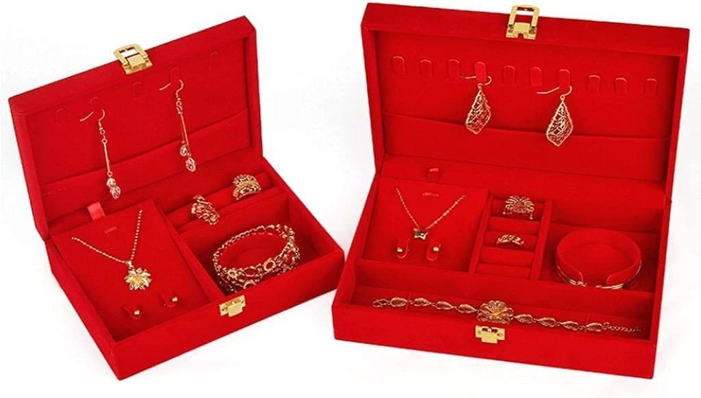 Porta Gioielli Donna Portagioielli In Velluto Da Sposa Anelli Orecchini Collana Bracciale Tesoro Portagioielli Portagioie Rosso. Porta Orecchini Organizer ( Color : A , Size : 22.5*15.5*5.8cm )