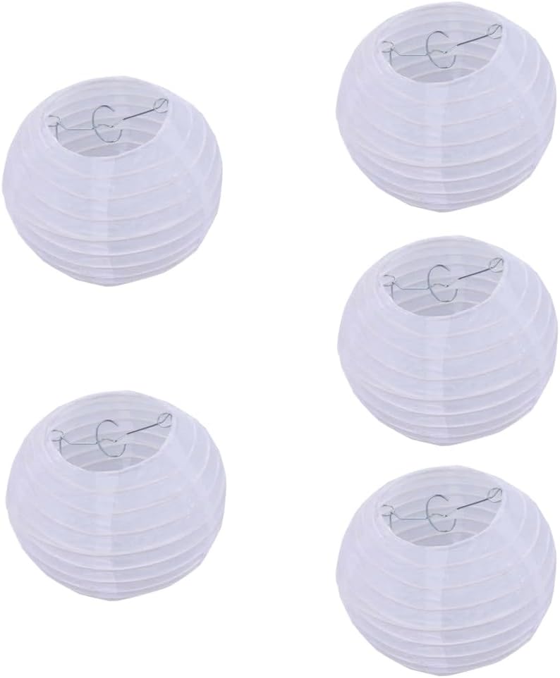 5pcs White Paper Lanterns Decorative Round Hanging Lanterns for Wedding Party Decorations,Birthday,Festival, Home Decor (12 inch)