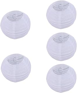 5pcs White Paper Lanterns Decorative Round Hanging Lanterns for Wedding Party Decorations,Birthday,Festival, Home Decor (8 inch)
