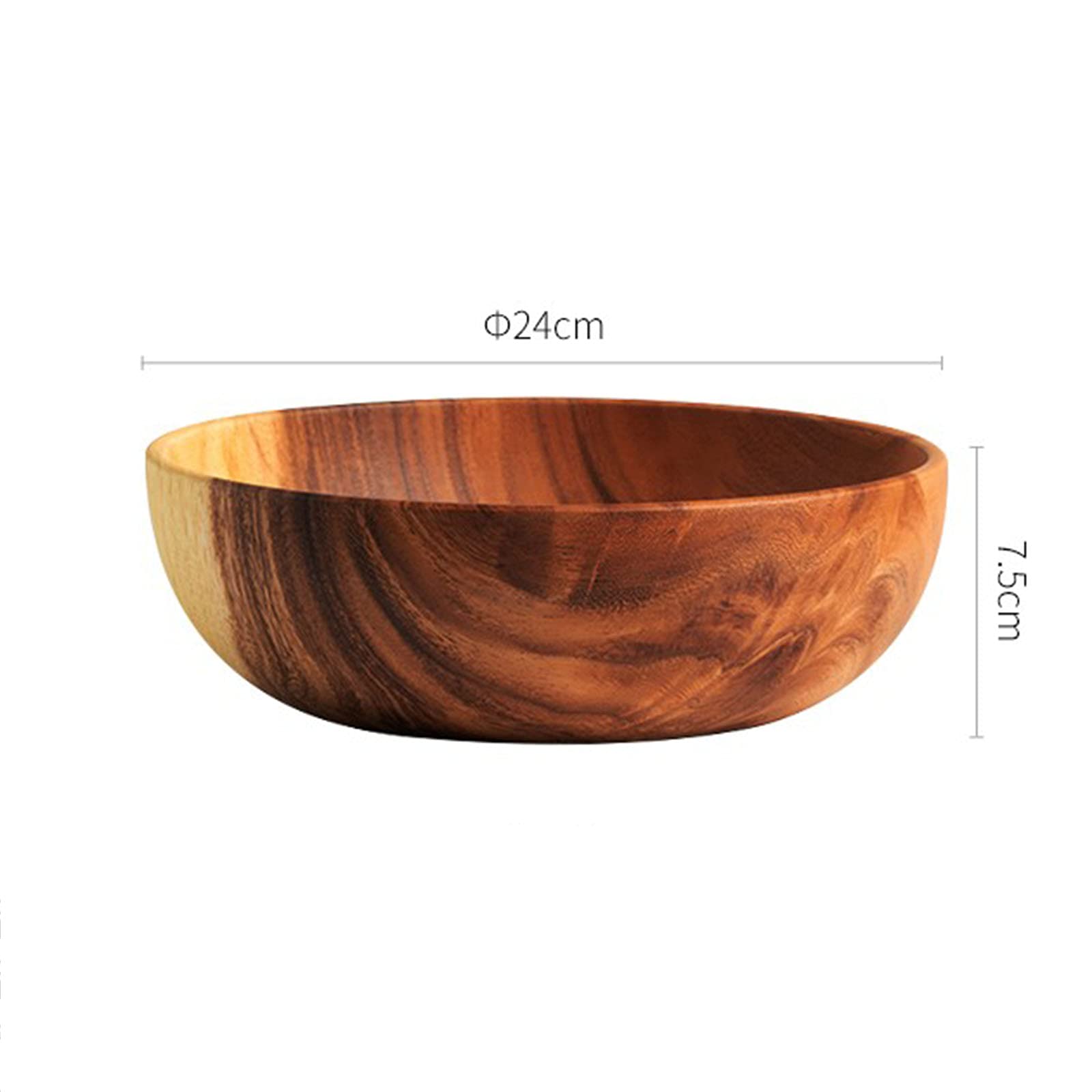 Ensaladera De Madera De Acacia, Cuenco Artesanal Hecho A Mano, Tazón Grande Para Mezclar, Frutero De Madera Para Servir Ensalada, Fruta, Palomitas De Maíz, Salsas, Condimentos, Bocadillos,24cm/9.4in