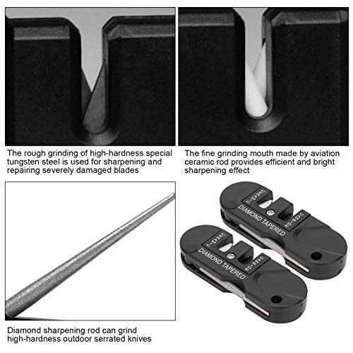 2Pcs/Set 4-In-1 Knife Sharpener Portable Multi‑Functional Outdoor Survival Tool For Camping Hunting And Home Kitchen #TOP5