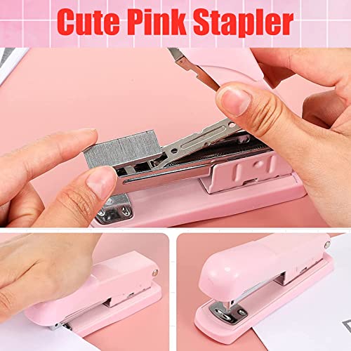 Kuanve Green Desk Office Supplies Kit For Women, Green Desktop Stapler, Tape Dispenser, Staple Remover, Hole Punch, Scissor, Diamond Ballpoint Pen, Binder Clips, Ruler And 24/6 Staples #TOP2