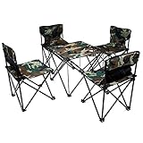 Hewflit アウトドア チェア テーブル 5点セット イス 軽量 椅子 全2色 (迷彩柄)