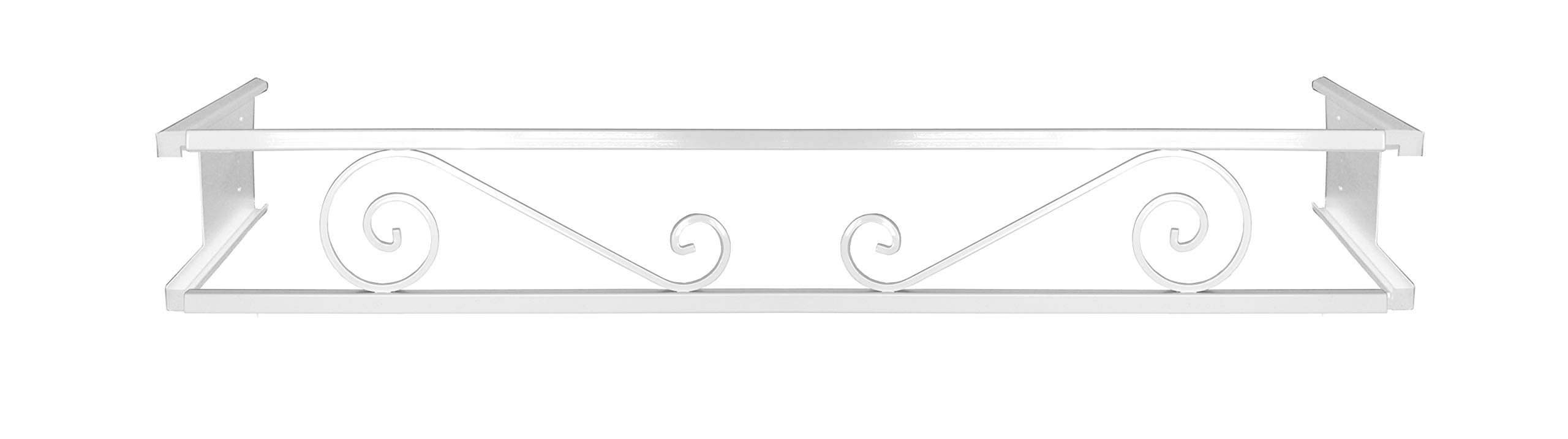 Balconcillo para Macetas, Balconcillo para Plantas, Portamacetas Ventana, Protector de macetas, Modelo Volutas Extensible 140-200 cm, Blanco