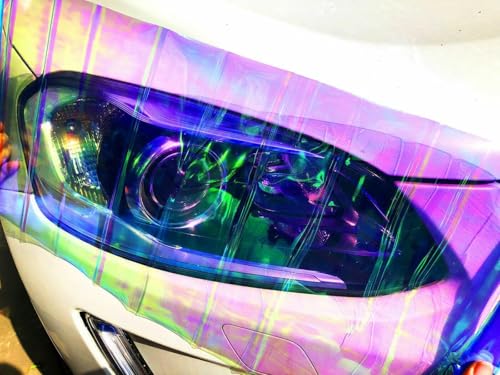 Image of WALLMATE Headlight Taillight Film Self Adhesive Smoke Film Fog Light Film Vinyl Tint Wrap Film Car&Bike Protection Film Sheet Sticker (Chameleon Pink Smoke, 24x100 inch)