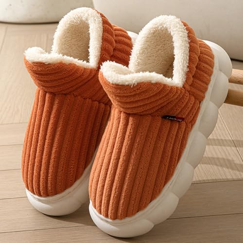 Women's Fleece Lined Slippers Couple Solid Thick Sole Slippers Plus Velvet Boot Womens Bedroom Slippers Size 8 High3