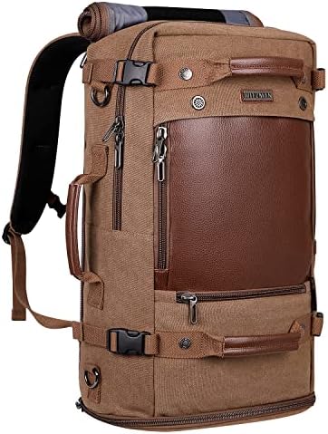 WITZMAN Men Travel Backpack Canvas Rucksack Vintage Duffel Bag