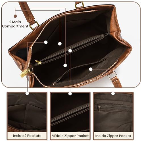 Image of Storite Tote Bag for Woman | Shoulder Bag Fits Upto 15.6 in Laptop | Office Work Handbag | PU Leather Handbag | Daily & Travel Use