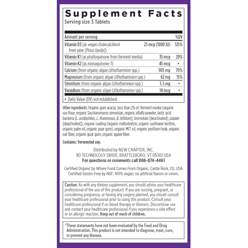 Image of New Chapter Bone Strength Take Care - Bone & Heart Health Supplement - Clinically Studied Plant Calcium from Red Marine Algae - Vegan, Organic, Gluten Free & Kosher - 180 Slim Tablets